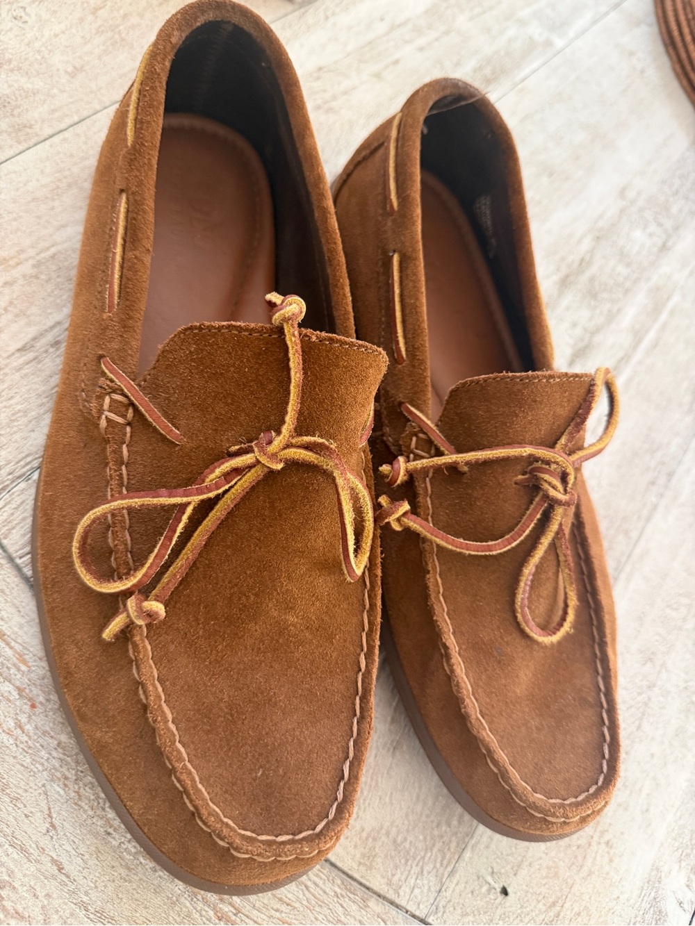 Men's Brown Suede Ralph Lauren new Moccasin Loafers with leather Lace Detail